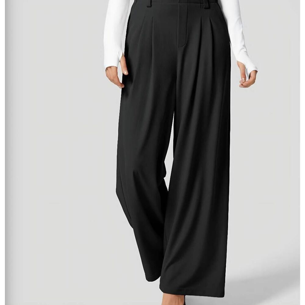 Halara Pants Women's XS Black Lyocell Soft Comfort Work Casual Pleated Wide Leg